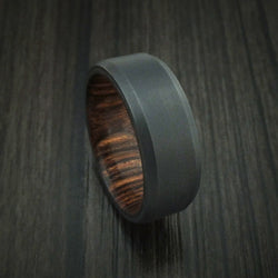 Black Zirconium Ring with Hardwood Interior Sleeve Custom Made