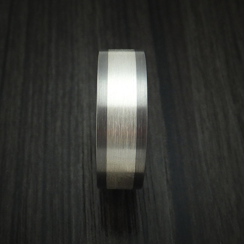 Titanium Anodized Ring with Sterling Silver Inlay Custom Made Band Choose Your Color