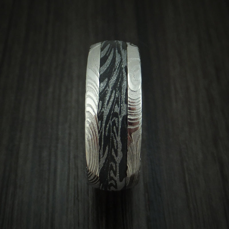 Kuro Damascus Steel and M3 Mokume Ring Custom Made Band
