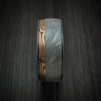 Black Titanium Ring with Meteorite and Mokume Shakudo Inlays Custom Made