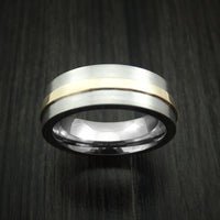 Titanium Ring with Raised 14k Yellow Gold Inlay Custom Made Band
