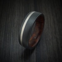 Black Titanium and Platinum Ring with Wood Sleeve Custom Made Band