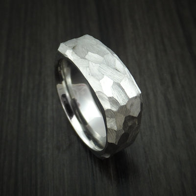 Cobalt Chrome Modern Style Rock Hammer Finish Band Square Ring Custom Made