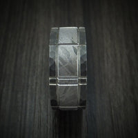 Black Titanium and Meteorite Crosshatch Design Ring Custom Made Band