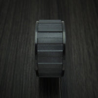 Black Zirconium Gear Shape Spinner Wide Ring Custom Made Band