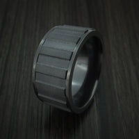 Black Titanium Gear Shape Spinner Wide Men's Ring Custom Made Band