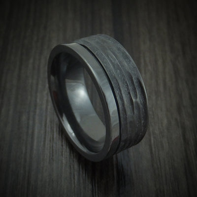 Black Zirconium Tree Bark Finish Ring Custom Made Band