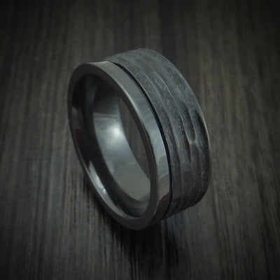 Black Titanium Tree Bark Finish Ring Custom Made Band