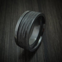 Black Titanium Tree Bark Finish Ring Custom Made Band