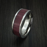 Titanium Ring with Purple Heart Wood Hardwood Custom Made Band