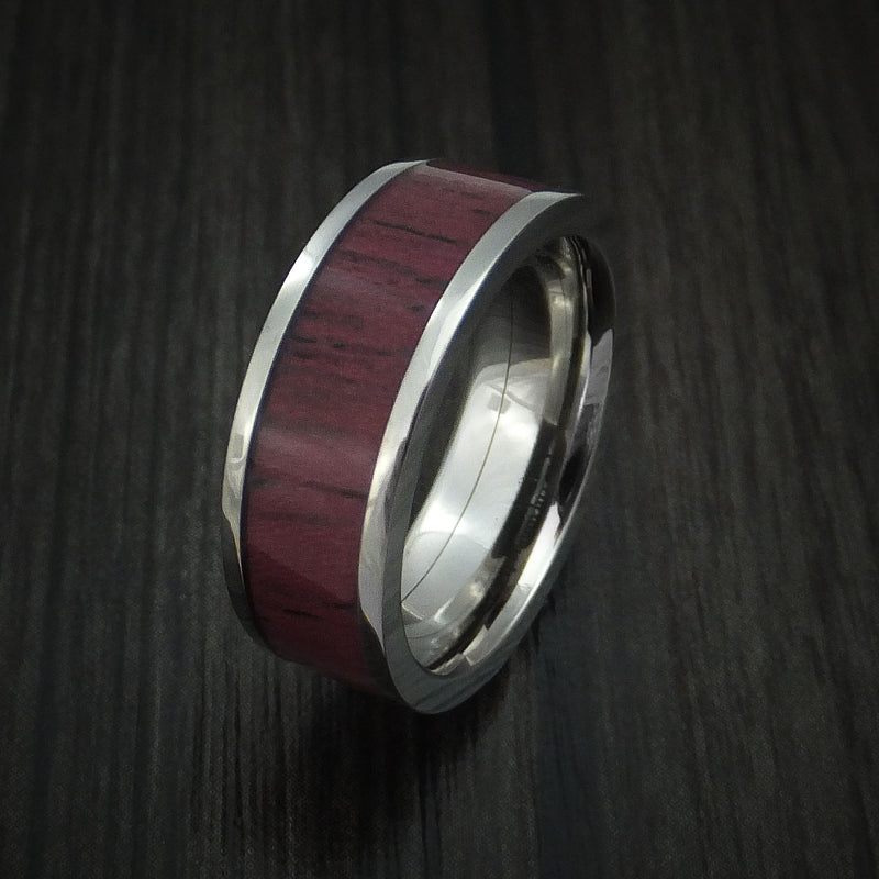 Titanium Ring with Purple Heart Wood Hardwood Custom Made Band