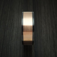 Black Zirconium Ring with Wide 14K Rose Gold Inlay Custom Made Band