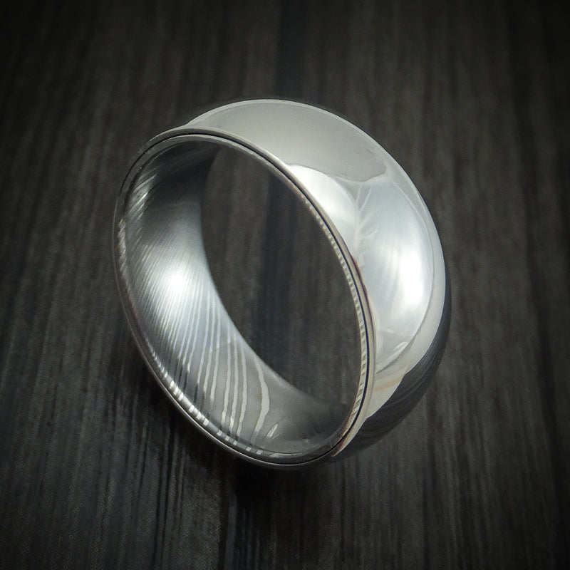 Titanium Ring with Damascus Steel Sleeve