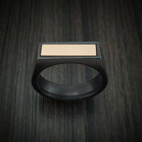 Black Zirconium Signet Ring with 14K Rose Gold Inlay