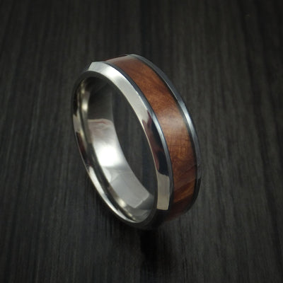 Black Zirconium and Thuya Burl Wood Hard Wood Ring Custom Made