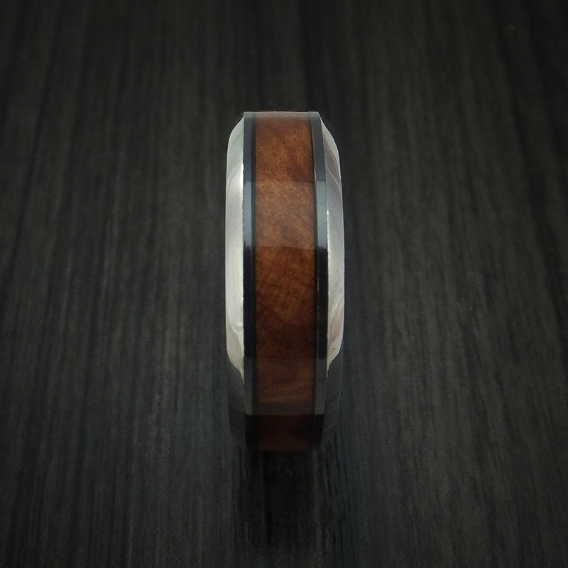 Black Zirconium and Thuya Burl Wood Hard Wood Ring Custom Made