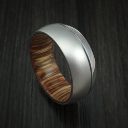 Cobalt Chrome Ring with Teak Hardwood Sleeve Custom Made Band