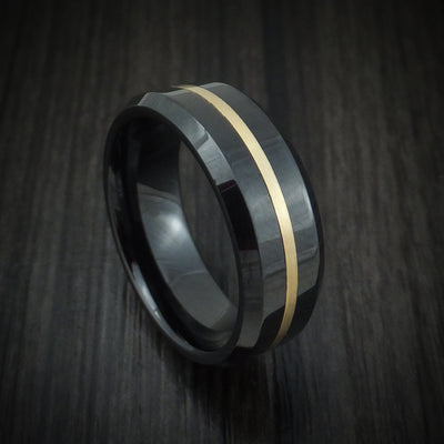 Black Ceramic and 14K Gold Ring Custom Made