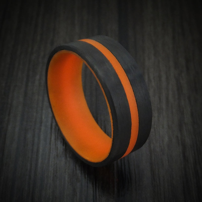 Carbon Fiber and Orange Glow Ring Custom Made