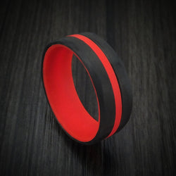 Carbon Fiber and Red Glow Ring Custom Made