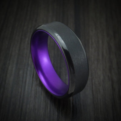 Black Zirconium With Purple Anodized Sleeve Custom Made Band Choose Your Color