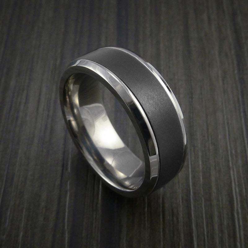 Elysium Black Diamond and Titanium Men's Ring or Wedding Band