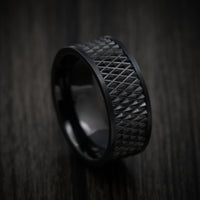 Black Tungsten Men's Ring with Knurl Pattern