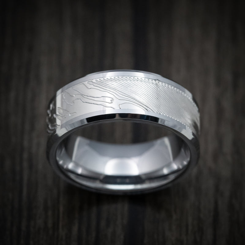 Tungsten and Damascus Pattern Men's Ring