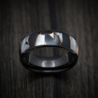 Black Tungsten Men's Ring with Capiz Inlay