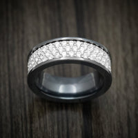 Black Titanium and Lab Diamond Triple Eternity Men's Ring Custom Made Band