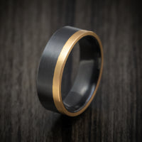 Black Zirconium and Gold Edge Men's Ring Custom Made Band