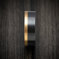 Black Zirconium and Gold Edge Men's Ring Custom Made Band