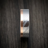 Damascus Steel and Gold Edge Men's Ring Custom Made Band