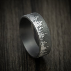 Darkened Tantalum Spruce Pine Tree Design Men's Ring