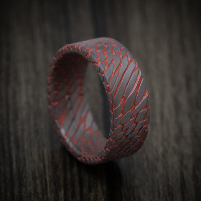 Darkened Superconductor Men's Ring with Cerakote Accent Grooves Custom Made Band