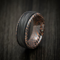 Darkened Superconductor and Forged Carbon Fiber Men's Ring Custom Made Band