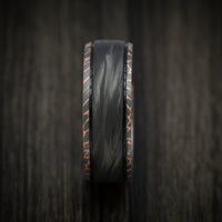 Darkened Superconductor and Forged Carbon Fiber Men's Ring Custom Made Band