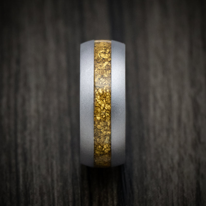 Tantalum and 24K Raw Gold Nugget Men's Ring Custom Made Band