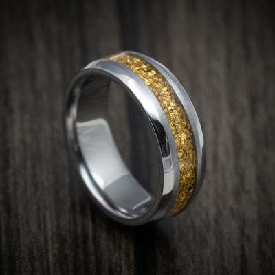Tantalum and 24K Raw Gold Nugget Men's Ring Custom Made Band
