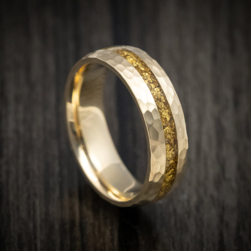 10K Gold and 24K Raw Gold Nugget Men's Ring Custom Made Band