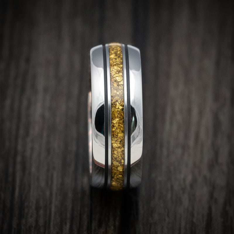 Titanium RING With Gold Plated Accents And Three Round CZ, Size 10 - In Gift Box - Foto 7