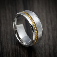 Titanium and 24K Raw Gold Nugget Men's Ring Custom Made Band