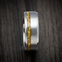 Titanium and 24K Raw Gold Nugget Men's Ring Custom Made Band