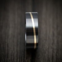 Black Titanium and Dark Ruby Men's Ring with 14K Gold Inlay