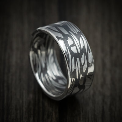 Scale Kuro Damascus Steel Men's Ring Custom Made Band