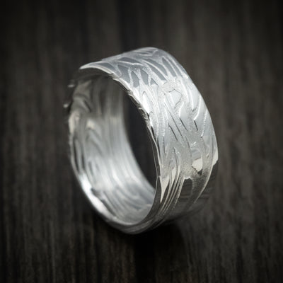Scale Kuro Damascus Steel Men's Ring Custom Made Band