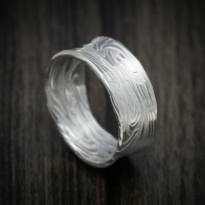 Scale Kuro Damascus Steel Men's Ring Custom Made Band