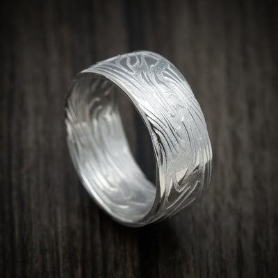 Scale Kuro Damascus Steel Men's Ring Custom Made Band