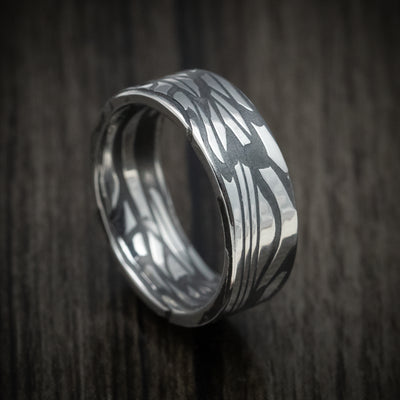 Scale Kuro Damascus Steel Men's Ring Custom Made Band