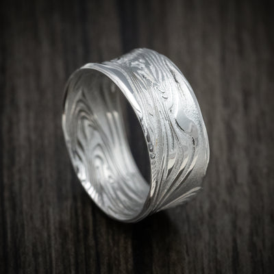 Kinetic Kuro Damascus Steel Men's Ring Custom Made Band